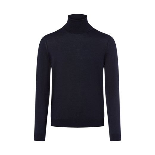 BOSS Sweter męski Mężczyźni wełna ze strzyży granatowy jednolity ze sklepu vangraaf w kategorii Swetry męskie - zdjęcie 185956612