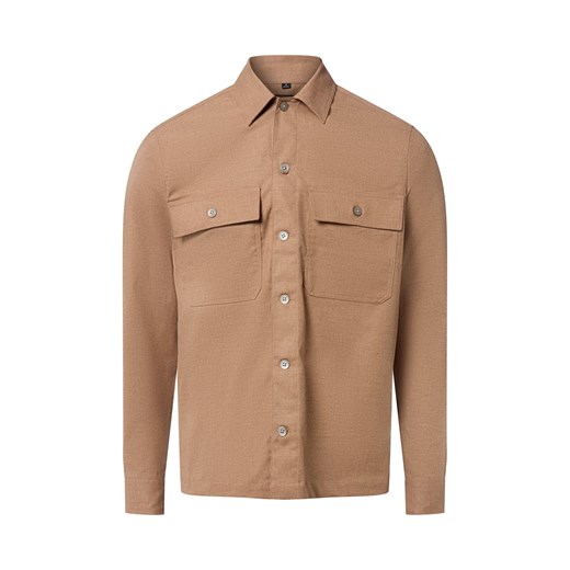 Finshley & Harding Męska koszula z zawartością wełny Mężczyźni Regular Fit wielbłądzi jednolity ze sklepu vangraaf w kategorii Koszule męskie - zdjęcie 185956702