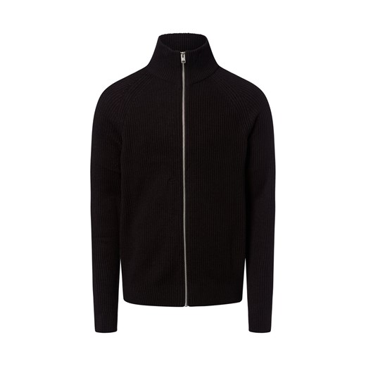 Jack & Jones Kardigan - JJPannel Mężczyźni Sztuczne włókno czarny jednolity ze sklepu vangraaf w kategorii Swetry męskie - zdjęcie 185956722