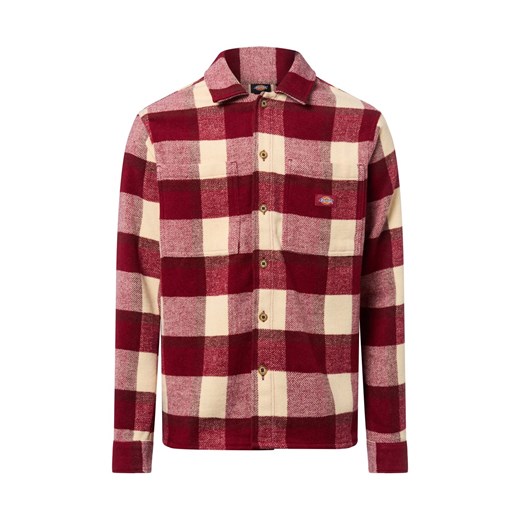 Dickies Męska koszula flanelowa z zawartością wełny - Plaid Coaling Mężczyźni Comfort Fit bordowy w kratkę ze sklepu vangraaf w kategorii Koszule męskie - zdjęcie 185956741