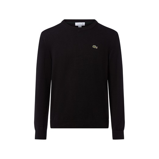 Lacoste Męski sweter z cienkiej dzianiny Mężczyźni czarny jednolity ze sklepu vangraaf w kategorii Swetry męskie - zdjęcie 185956790