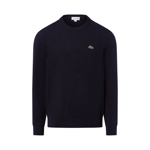 Lacoste Męski sweter z cienkiej dzianiny Mężczyźni granatowy jednolity ze sklepu vangraaf w kategorii Swetry męskie - zdjęcie 185956791