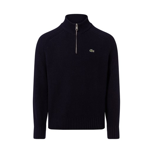 Lacoste Męski wełniany sweter Mężczyźni dzianina grubo tkana granatowy jednolity ze sklepu vangraaf w kategorii Swetry męskie - zdjęcie 185956793