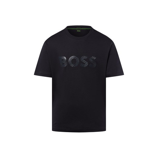 BOSS Green Koszulka męska - Mirror Iconic Mężczyźni Bawełna granatowy jednolity ze sklepu vangraaf w kategorii T-shirty męskie - zdjęcie 185956872
