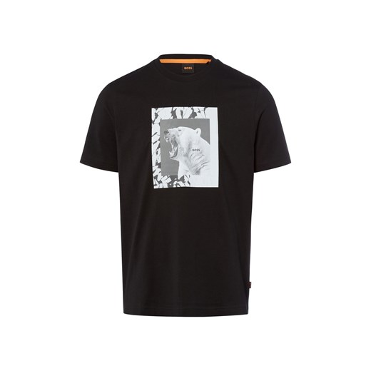 BOSS Orange Koszulka męska - Lupo Mężczyźni Bawełna czarny nadruk ze sklepu vangraaf w kategorii T-shirty męskie - zdjęcie 185956881