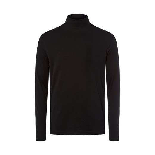 Finshley & Harding Męska koszula z długim rękawem Mężczyźni Bawełna czarny jednolity ze sklepu vangraaf w kategorii T-shirty męskie - zdjęcie 185956941