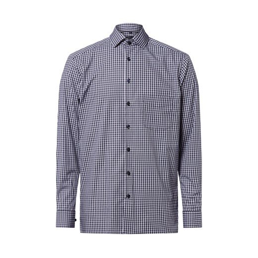 Andrew James Męska koszula biznesowa - non-iron Mężczyźni Regular Fit Bawełna granatowy w kratkę ze sklepu vangraaf w kategorii Koszule męskie - zdjęcie 185956951