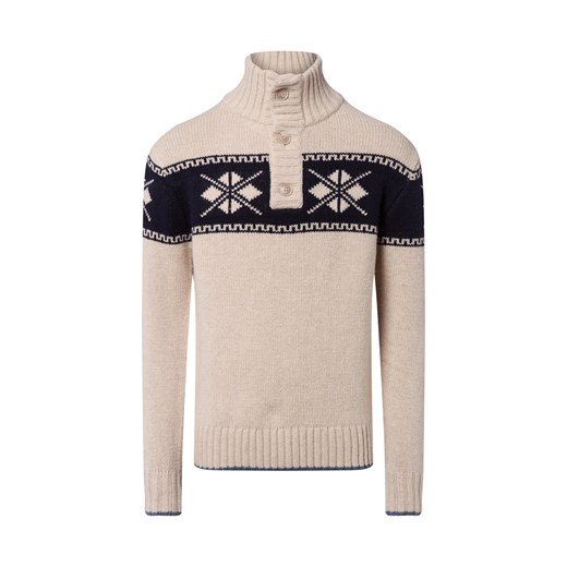 Nils Sundström Męski wełniany sweter Mężczyźni Wełna beżowy wzorzysty ze sklepu vangraaf w kategorii Swetry męskie - zdjęcie 185956981