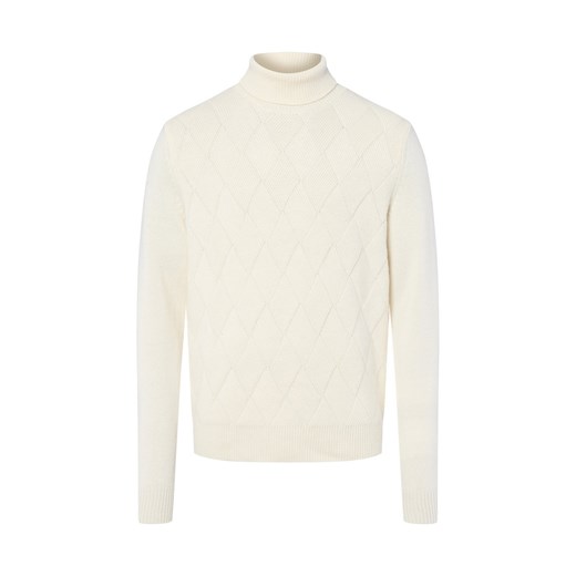 Nils Sundström Męski wełniany sweter Mężczyźni Wełna écru jednolity ze sklepu vangraaf w kategorii Swetry męskie - zdjęcie 185956982