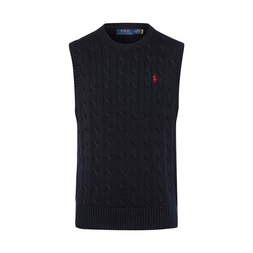 Polo Ralph Lauren Męski sweter z dzianiny Mężczyźni Bawełna granatowy jednolity ze sklepu vangraaf w kategorii Kamizelki męskie - zdjęcie 185957002