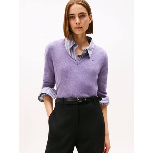 Tommy Hilfiger Sweter damski z dzianiny Kobiety Wełna bzowy marmurkowy ze sklepu vangraaf w kategorii Swetry damskie - zdjęcie 185957111