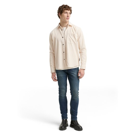 Tom Tailor Denim Męska koszula sztruksowa Mężczyźni Comfort Fit Bawełna beżowy wypukły wzór tkaniny ze sklepu vangraaf w kategorii Koszule męskie - zdjęcie 185957153