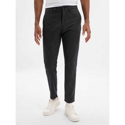 Selected Chino - SHL175-Slim Miles Mężczyźni Bawełna antracytowy marmurkowy ze sklepu vangraaf w kategorii Spodnie męskie - zdjęcie 185957184