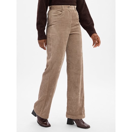 Marie Lund Damskie spodnie sztruksowe Kobiety kitt wypukły wzór tkaniny ze sklepu vangraaf w kategorii Spodnie damskie - zdjęcie 185957221