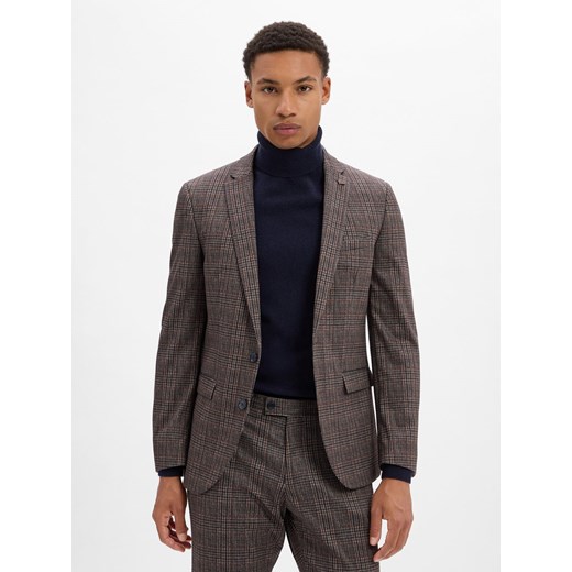 Finshley & Harding London Męska kurtka modułowa - Brixdon Mężczyźni Slim Fit brązowy w kratkę ze sklepu vangraaf w kategorii Marynarki męskie - zdjęcie 185957282