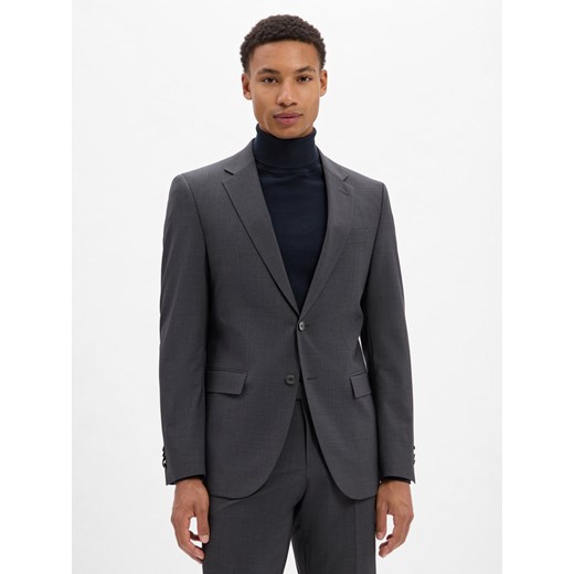 BOSS Męska kurtka modułowa z wełny dziewiczej - Jasper Mężczyźni Regular Fit wełna ze strzyży szary marmurkowy ze sklepu vangraaf w kategorii Marynarki męskie - zdjęcie 185957331