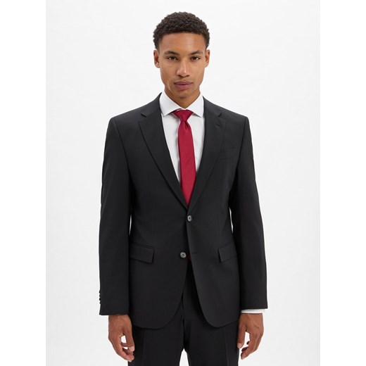 BOSS Męska kurtka modułowa z wełny dziewiczej - Jasper Mężczyźni Regular Fit wełna ze strzyży czarny jednolity ze sklepu vangraaf w kategorii Marynarki męskie - zdjęcie 185957332