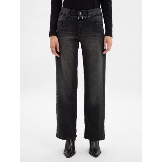 Angels Dżinsy - Liz Belt Wide Leg Kobiety antracytowy jednolity - id: 784066-0001-03628 - marki ANGELS - 185957351 Angels Dżinsy - Liz Belt Wide Leg Kobiety antracytowy jednolity ze sklepu vangraaf w kategorii Jeansy damskie - zdjęcie 185957351