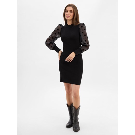 Y.A.S Damska sukienka z dzianiny - YASDotme Kobiety Prążki czarny jednolity ze sklepu vangraaf w kategorii Sukienki - zdjęcie 185957450