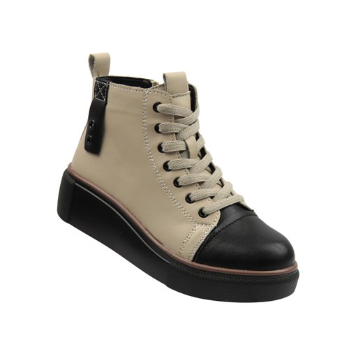 Skórzane trzewiki, trapery damskie beżowe Nika Komfort H-218 ze sklepu ulubioneobuwie w kategorii Botki - zdjęcie 185957522
