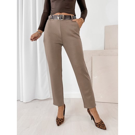 spodnie carlotte ciemnobeżowe one size ze sklepu UBRA w kategorii Spodnie damskie - zdjęcie 185958662