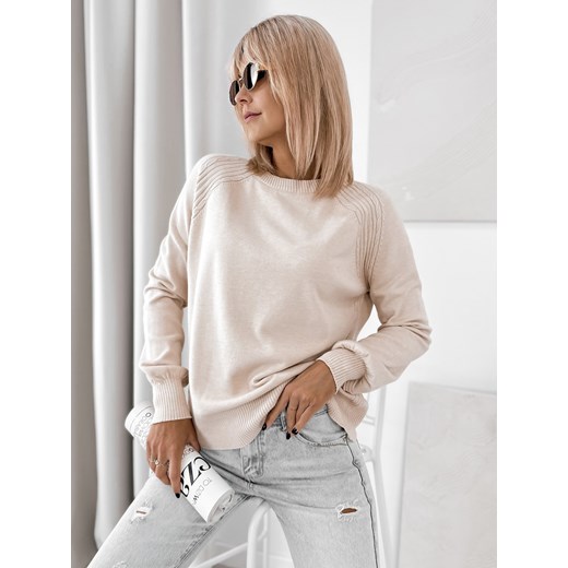 sweter federica beżowy one size ze sklepu UBRA w kategorii Swetry damskie - zdjęcie 185958681