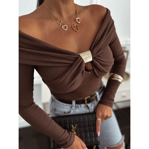 bluzka ayesha brązowa one size ze sklepu UBRA w kategorii Bluzki damskie - zdjęcie 185958944
