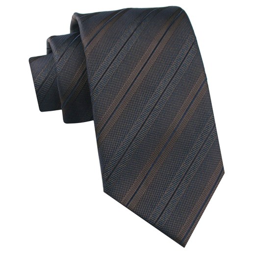 Krawat Męski - Chattier - Odcienie Brązu i Granatu, Paski KRCH1475 ze sklepu JegoSzafa.pl w kategorii Krawaty - zdjęcie 185959613