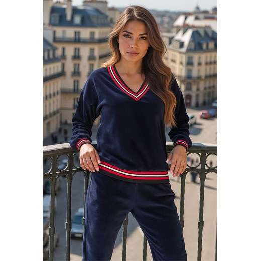 Komplet bluza+spodnie Vivisence 9201kmpl granatowy ze sklepu kontri.pl w kategorii Komplety i garnitury damskie - zdjęcie 185960182