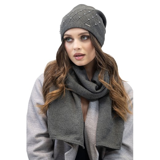 Komplet czapka+szalik Vivisence 7002Kmpl ciemnoszary ze sklepu kontri.pl w kategorii Komplety czapka i szalik damskie - zdjęcie 185960604
