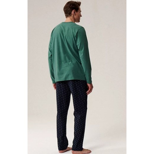 Długa piżama męska NMP-390-ZIE_GRA, Kolor zielono-granatowy, Rozmiar S, ATLANTIC ze sklepu Primodo w kategorii Piżamy męskie - zdjęcie 185960723