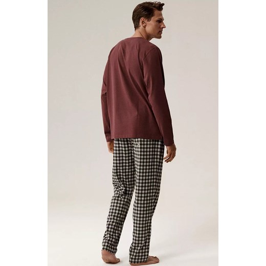 Atlantic długa bawełniana piżama męska NMP-394-WIN_SZA, Kolor bordowo-szary, Rozmiar S, ATLANTIC ze sklepu Primodo w kategorii Piżamy męskie - zdjęcie 185960731