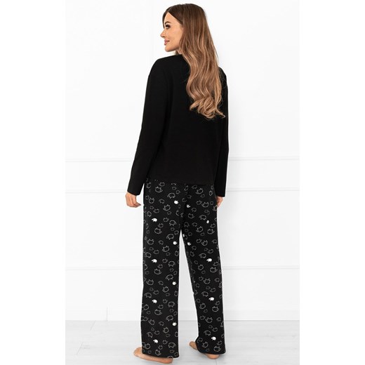 Bawełniana piżama damska długa Bonnie, Kolor czarny-wzór, Rozmiar S, Italian Fashion ze sklepu Primodo w kategorii Piżamy damskie - zdjęcie 185960923