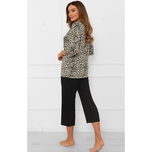 Piżama damska w panterkę z 3/4 rękaw i 3/4 spodnie Kenia, Kolor panterka-czarny, Rozmiar S, Italian Fashion ze sklepu Primodo w kategorii Piżamy damskie - zdjęcie 185960973