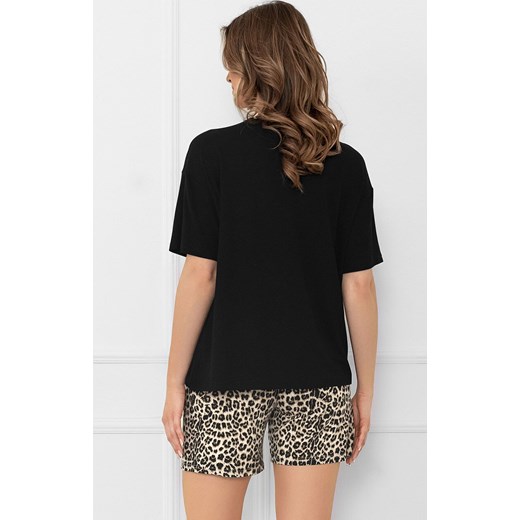 Piżama damska w panterkę na krótki rękaw i krótkie spodnie Kenia, Kolor czarny-panterka, Rozmiar S, Italian Fashion ze sklepu Primodo w kategorii Piżamy damskie - zdjęcie 185960983