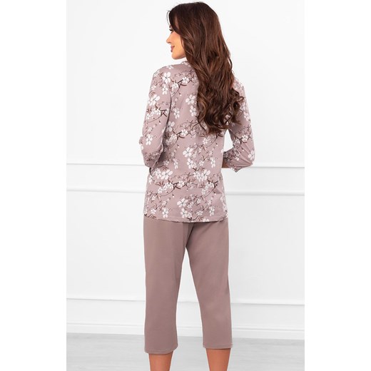 Bawełniana piżama damska z rękawem i spodniami 3/4 Kimuri, Kolor cappuccino, Rozmiar M, Italian Fashion ze sklepu Primodo w kategorii Piżamy damskie - zdjęcie 185960991