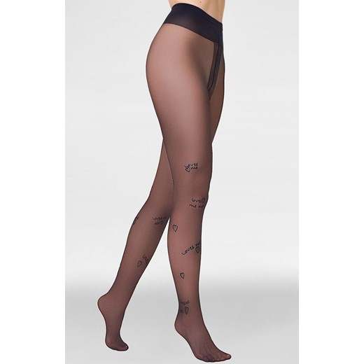 Marilyn cienkie rajstopy we flockowe detale 40 DEN Allure F13, Kolor czarny-wzór, Rozmiar 1/2, Marilyn ze sklepu Primodo w kategorii Rajstopy - zdjęcie 185961282