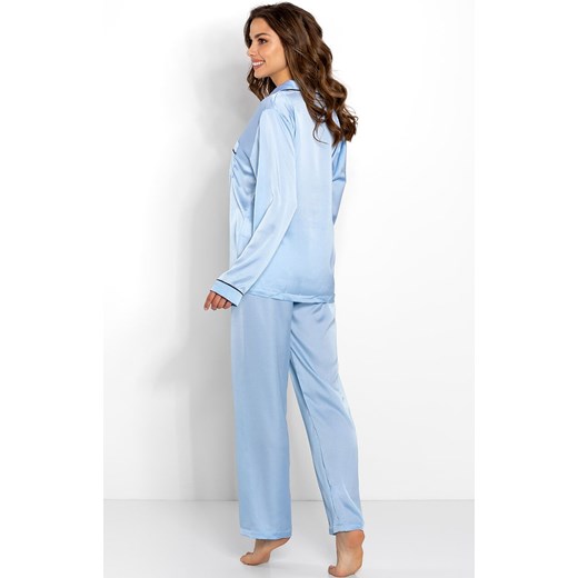 Satynowa piżama damska rozpinana Classic Look, Kolor błękitny, Rozmiar L, Momenti per me ze sklepu Primodo w kategorii Piżamy damskie - zdjęcie 185961550