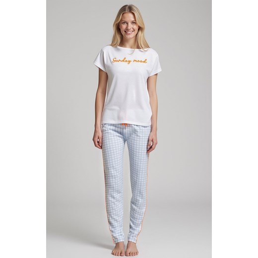 Długa piżama damska z haftem niebieska DANA, Kolor biało-niebieski, Rozmiar L, Sorbetto ze sklepu Primodo w kategorii Piżamy damskie - zdjęcie 185961684