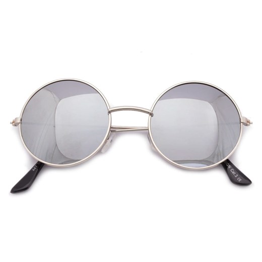 Lenonki srebrne lustrzane przeciwsłoneczne hippie retro 447A ze sklepu Stylion w kategorii Zegarki - zdjęcie 185961900