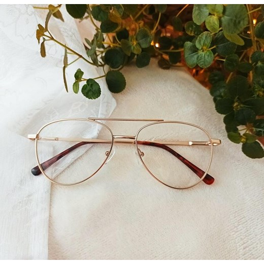 Okulary oprawki Pilotki zerówki metalowe korekcyjne 789D ciemne złote ze sklepu Stylion w kategorii Okulary korekcyjne męskie - zdjęcie 185962091