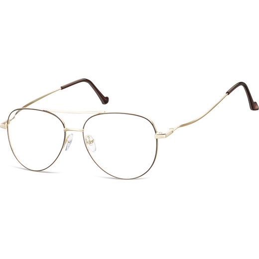 Okulary oprawki Pilotki zerówki metalowe korekcyjne 932D złote + brązowe ze sklepu Stylion w kategorii Okulary przeciwsłoneczne męskie - zdjęcie 185962200