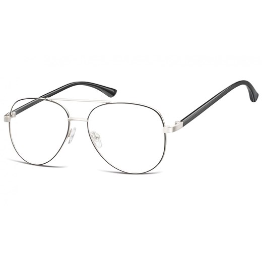 Okulary oprawki Pilotki zerówki metalowe korekcyjne 931 srebrne + czarne ze sklepu Stylion w kategorii Zegarki - zdjęcie 185962284