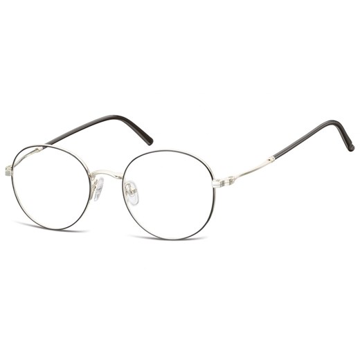 Lenonki okrągłe Okulary oprawki optyczne 927 czarno-srebrne ze sklepu Stylion w kategorii Okulary korekcyjne męskie - zdjęcie 185962600