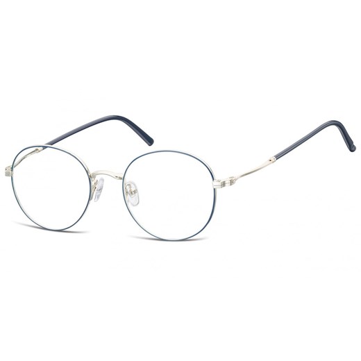 Lenonki okrągłe Okulary oprawki optyczne 927A niebiesko-srebrne ze sklepu Stylion w kategorii Okulary korekcyjne męskie - zdjęcie 185962601