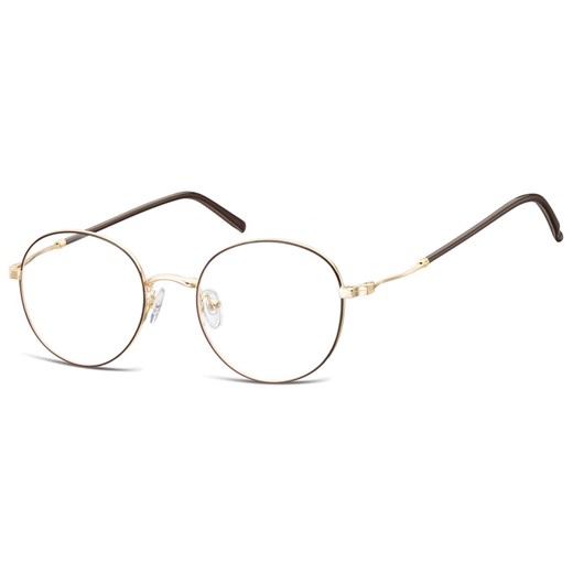 Lenonki okrągłe Okulary oprawki optyczne 927E brązowo-złote ze sklepu Stylion w kategorii Okulary korekcyjne męskie - zdjęcie 185962604