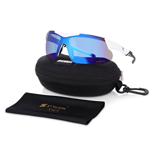 Sportowe okulary przeciwsłoneczne z polaryzacją i filtrem UV400 Białe POL-448 ze sklepu Stylion w kategorii Okulary przeciwsłoneczne damskie - zdjęcie 185962834