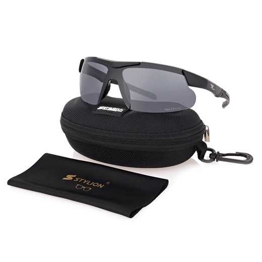 Sportowe okulary przeciwsłoneczne z polaryzacją i filtrem UV400 Czarne POL-449 ze sklepu Stylion w kategorii Okulary przeciwsłoneczne damskie - zdjęcie 185962864