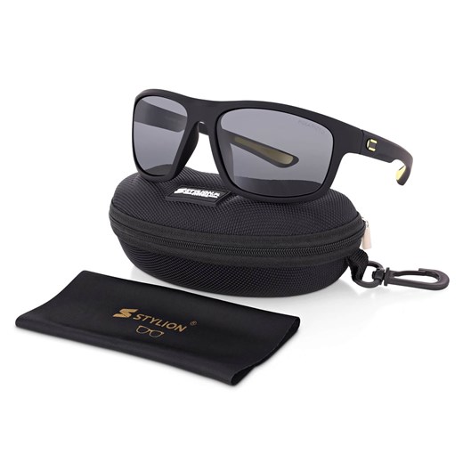 Duże męskie sportowe okulary przeciwsłoneczne z polaryzacją i filtrem UV400 Czarne POL-446B ze sklepu Stylion w kategorii Okulary przeciwsłoneczne męskie - zdjęcie 185962970