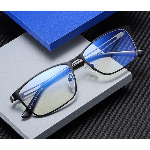 Męskie okulary do komputera TV smartfona BLUE LIGHT zerówki czarne 2554A ze sklepu Stylion w kategorii Okulary zerówki damskie - zdjęcie 185963270